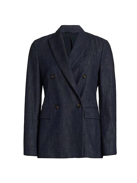 Brunello Cucinelli Double-Breasted Denim Blazer