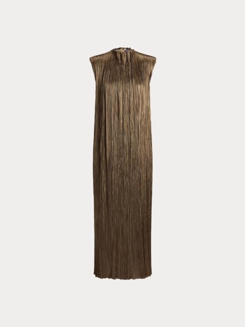Ralph Lauren Virna Pleated Lamé Cocktail Dress