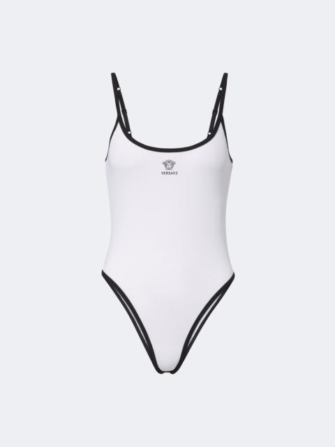 VERSACE La Medusa ribbed-knit cotton-blend bodysuit