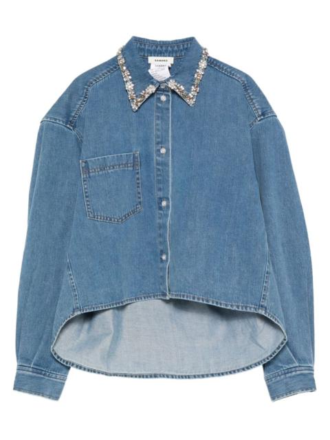 Sandro embellished-collar denim shirt