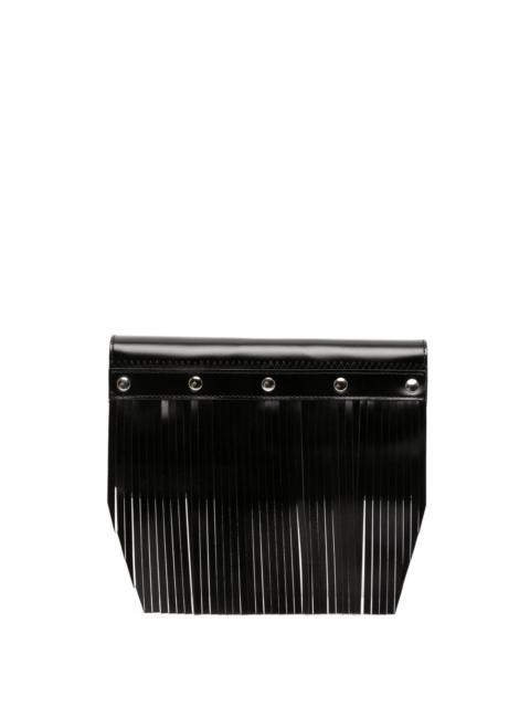 stud-embellished fringed leather wallet