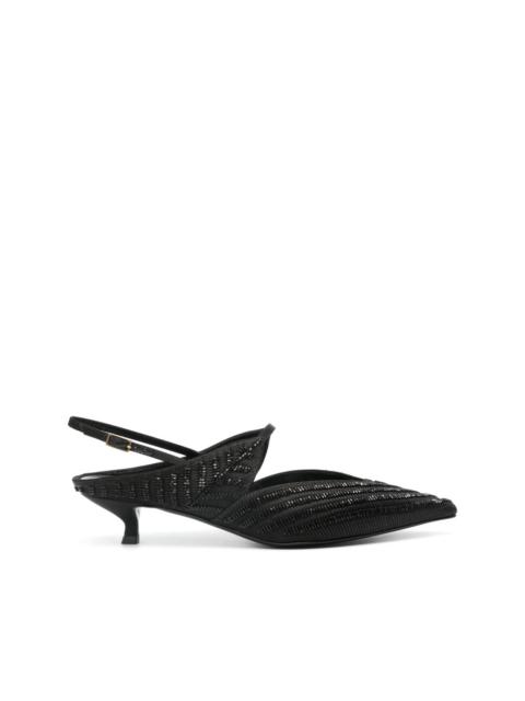 GIORGIO ARMANI Satin slingbacks with bead embroidery