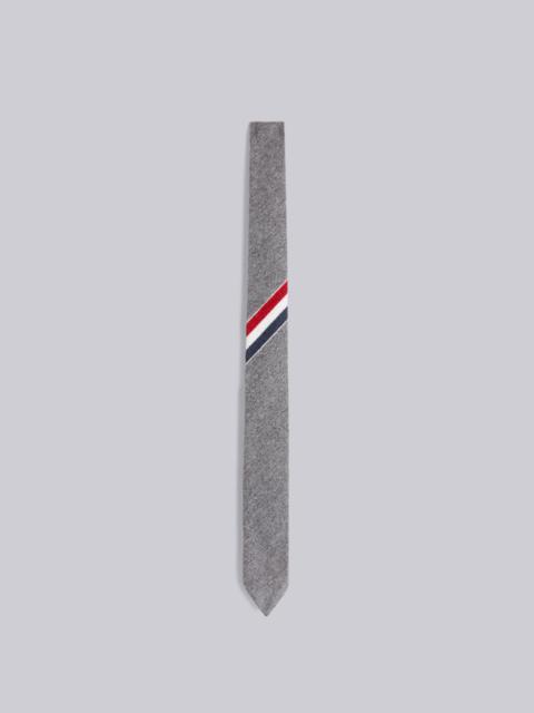 Thom Browne Medium Grey Lightweight Boiled Wool Stripe Classic Tie
