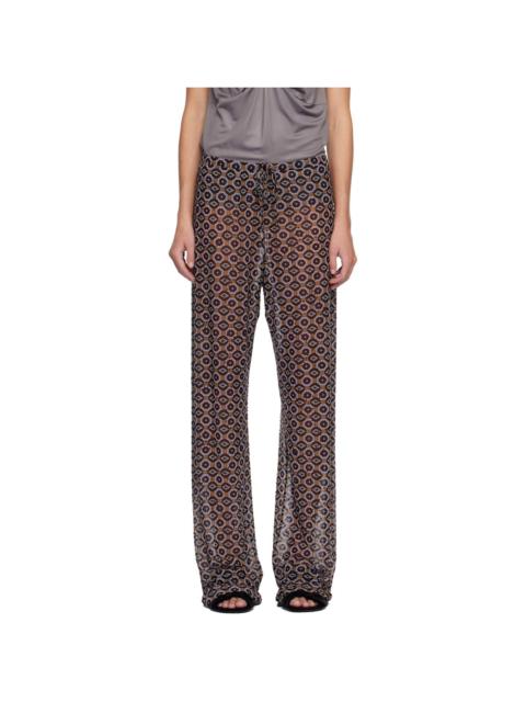 Dries Van Noten Brown & Purple Embellished Jersey Trousers