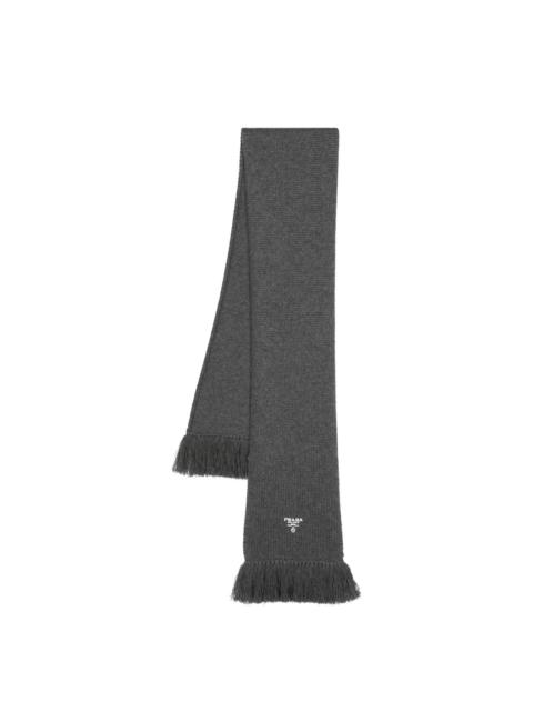 Prada logo-embroidered cashmere scarf