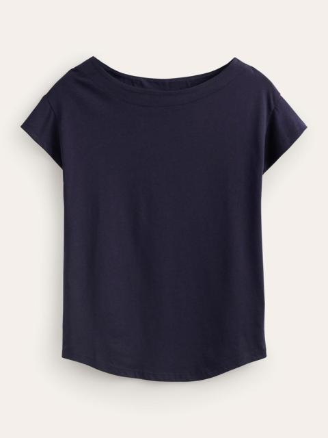 BODEN Supersoft Boat Neck T-Shirt-Navy