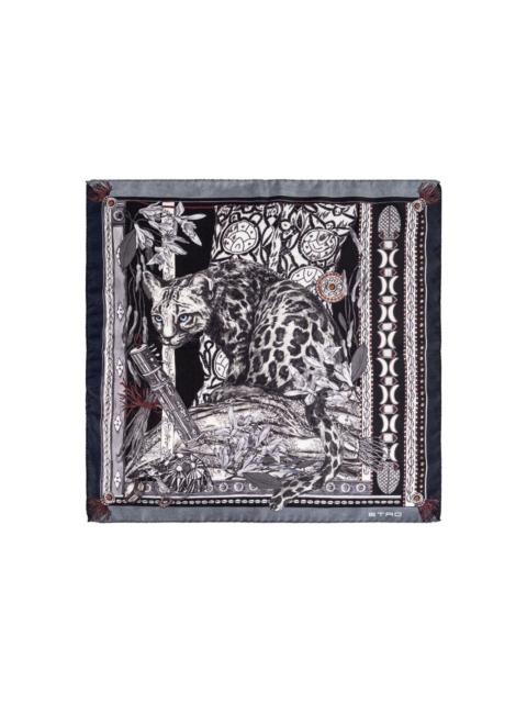 Etro floral animal print scarf