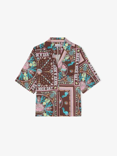 GANNI SHIRT IN PRINTED TWILL