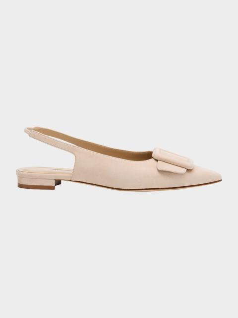 Manolo Blahnik Maylura Suede Slingback Ballerina Flats
