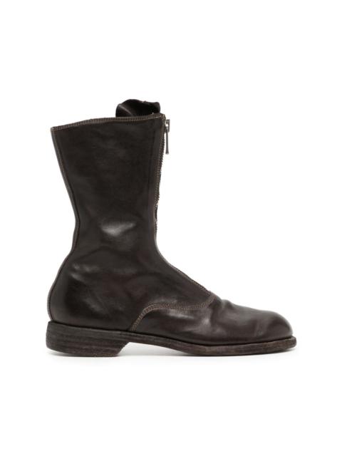 zip-up leather boots