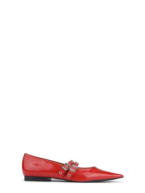 GANNI RED EYELETS BALLERINAS