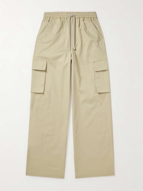 Wide-Leg Cotton-Blend Twill Drawstring Cargo Trousers