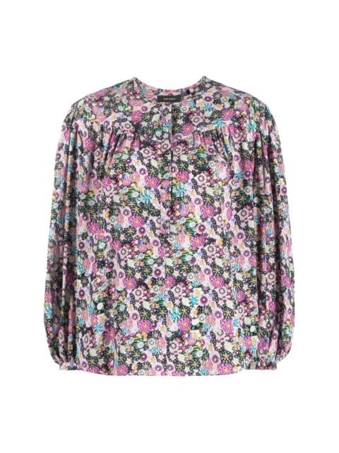 floral-print long-sleeve blouse