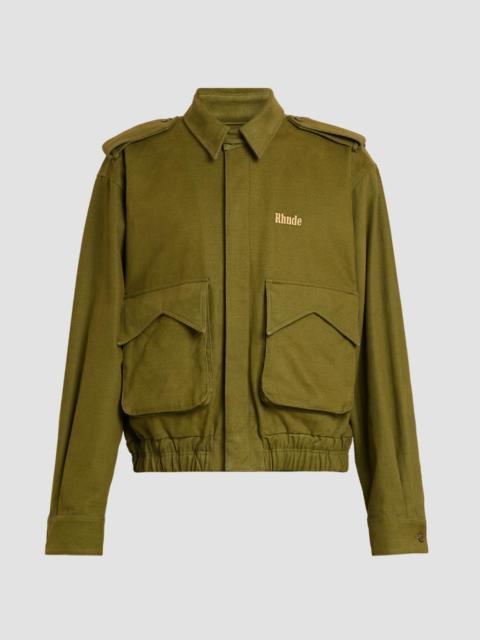 Rhude Men's Logo Cotton Pilot Jacket - Olive Green