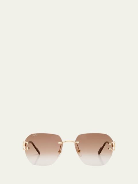 Cartier Rimless Square Metal Sunglasses