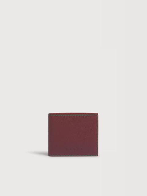 Marni DEEP BROWN LEATHER BIFOLD WALLET WITH CONTRAST STITCHING