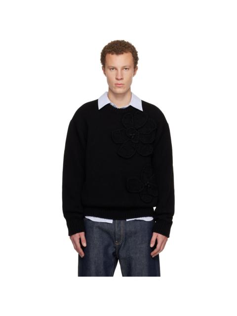 Wooyoungmi Black Flower Wool Sweater