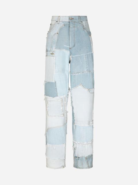 Dolce & Gabbana Straight-leg patchwork denim jeans