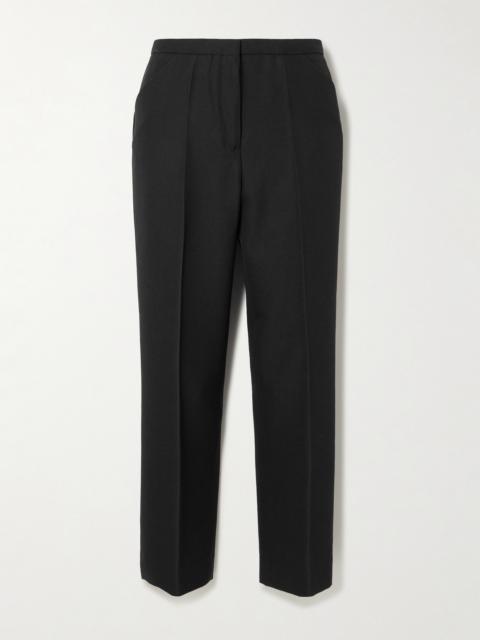 TOTEME Cropped Pleated Grain De Poudre Straight-leg Pants