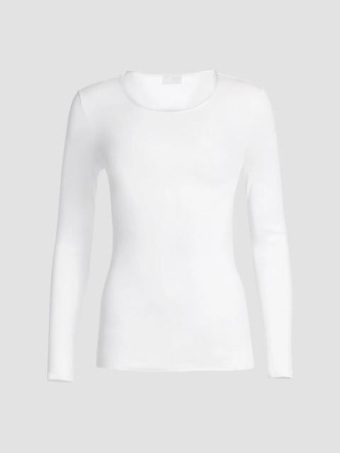 HANRO Women's Cotton Seamless Long-Sleeve Top - White