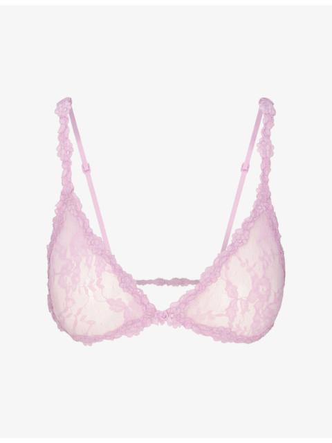 SKIMS Triangle Embroidered Stretch-Lace Bralette