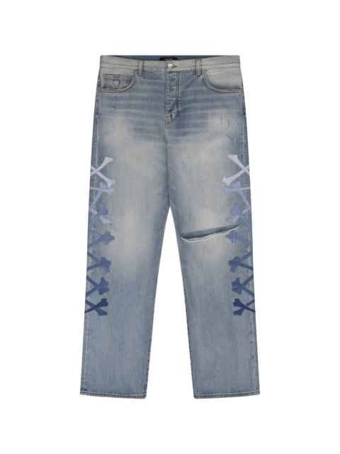 AMIRI Gradient Bones Straight Jeans "Stone Indigo / Blue" EXMDF063 STONE INDIGO