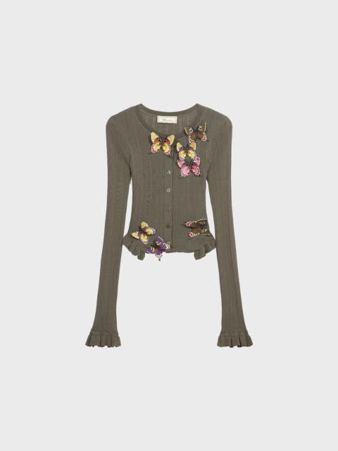 Blumarine RIBBED CARDIGAN WITH BUTTERFLIES