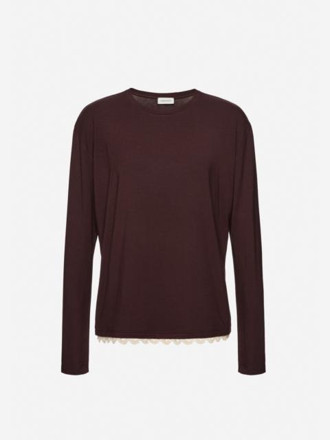 MAGDA BUTRYM Long-sleeve blouse with crochet hem in brown