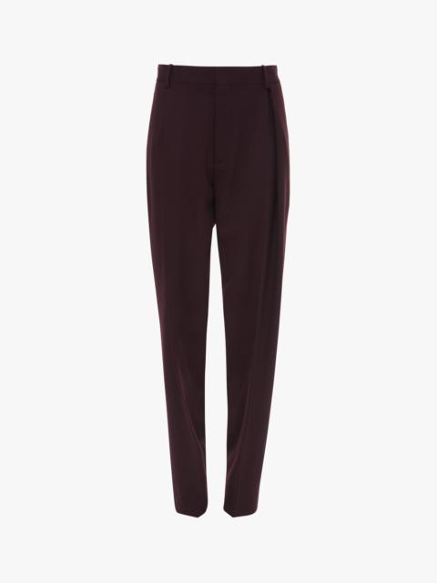 Victoria Beckham Asymmetric Chino Trouser In Deep Mahogany