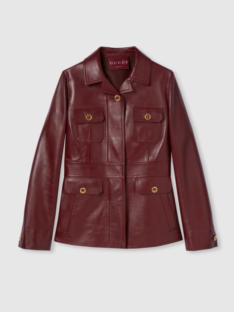 GUCCI Leather jacket with embossed logo