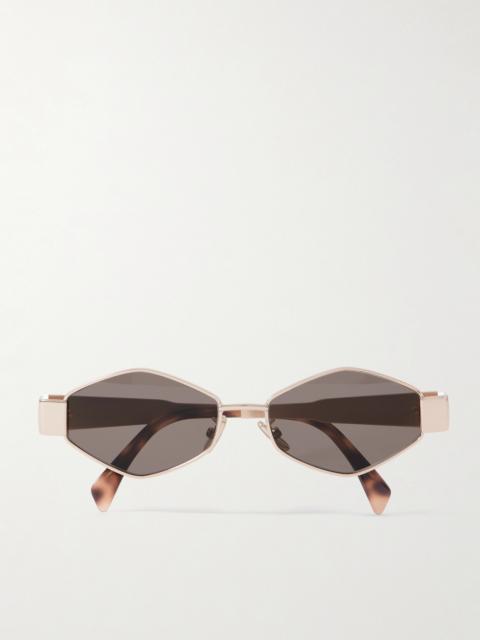 CELINE Triomphe Hexagon-frame Gold-tone Sunglasses