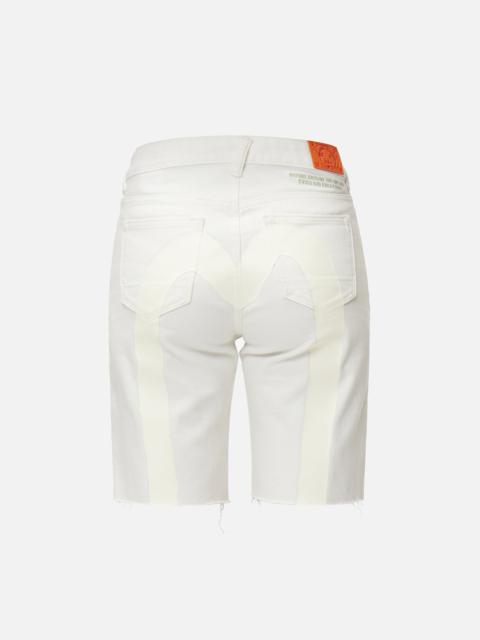 EVISU DAICOCK WHITE DENIM SHORTS