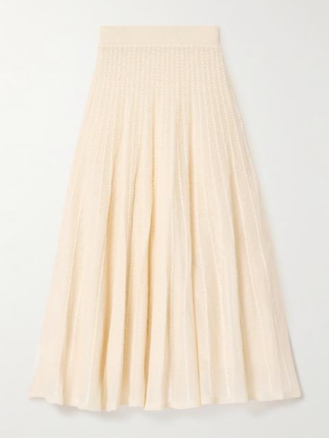 KHAITE Dawn Pointelle-knit Midi Skirt