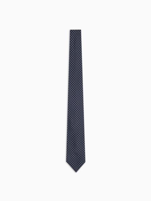 EMPORIO ARMANI Pure silk tie with jacquard micro-check