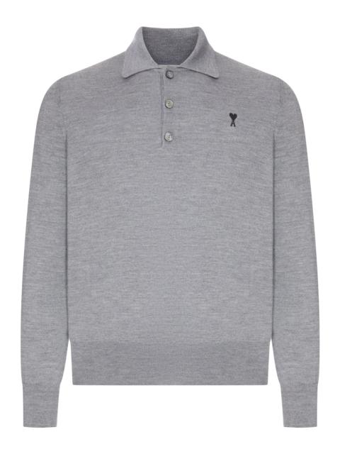 AMI Paris AMI DE COEUR WOOL POLO SHIRT