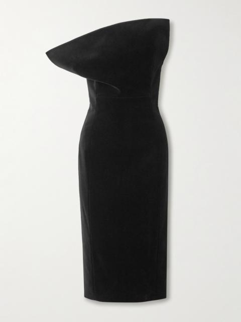 KHAITE Sato Strapless Draped Velvet Dress
