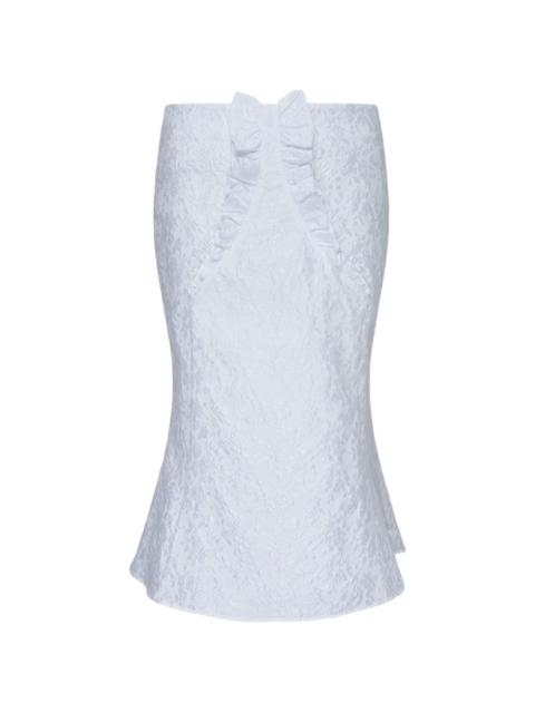 SHUSHU/TONG ruffled floral-jacquard midi skirt