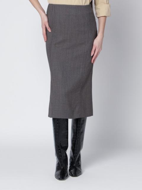MM6 Maison Margiela Brown and beige patterned wool midi skirt