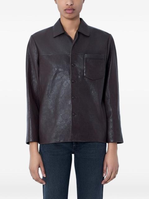 SAINT LAURENT textured button-down leather jacket