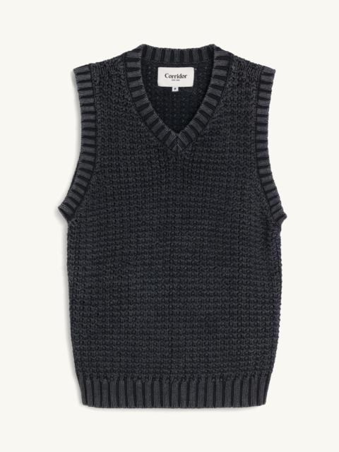 Corridor GARMENT WASHED VEST - BLACK