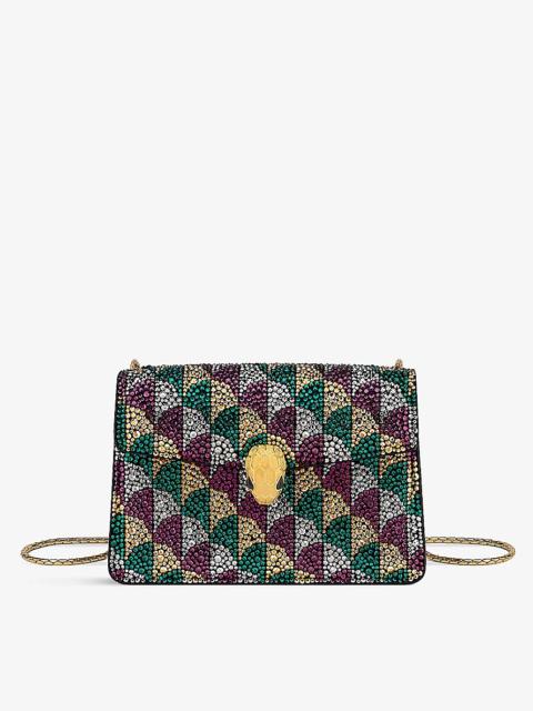 BVLGARI Serpenti Forever Mini suede covered Calla-crystal cross-body bag