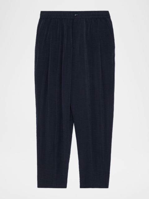 GIORGIO ARMANI Men's Relaxed-Fit Herringbone Drawstring Trousers
