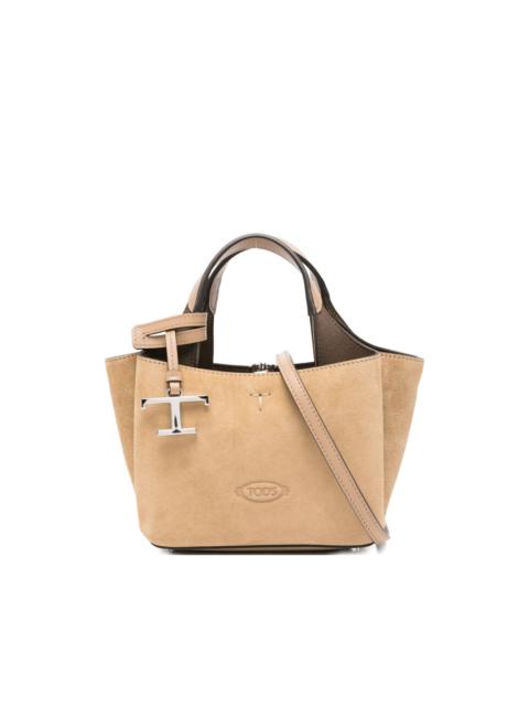 Tod's logo-charm suede tote bag