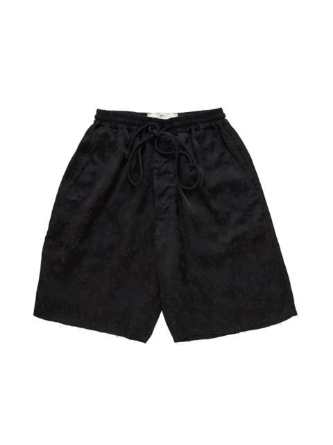 Song for the Mute Raw Lined Elasticated Shorts "Black" 251MST050RLFLORBLK