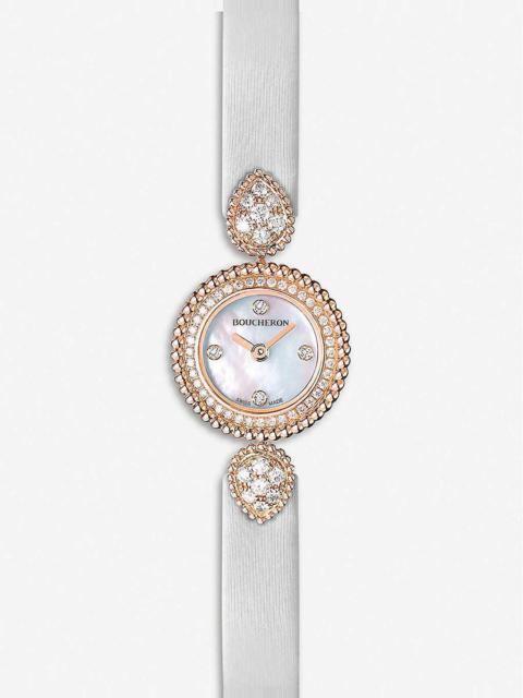 Boucheron WA015507 Serpent Bohème 18ct rose-gold, diamond and mother-of-pearl watch