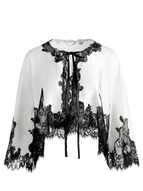 Alice + Olivia LOREE LACE TIE FRONT CROPPED JACKET