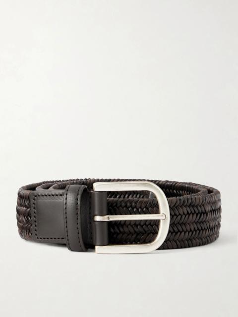 Canali 3.5cm Weaved Bonded Leather Belt Brown