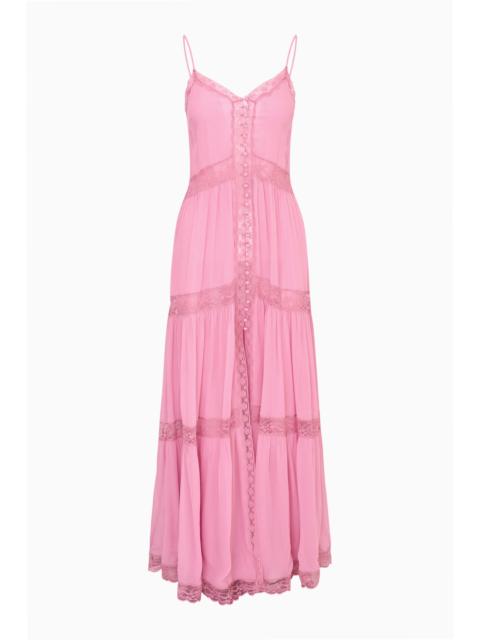 LoveShackFancy Slovenia Chiffon Lace Maxi Dress