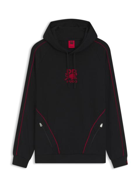 HUGO HUGO X RB STRETCH-COTTON HOODIE WITH BULL MOTIF