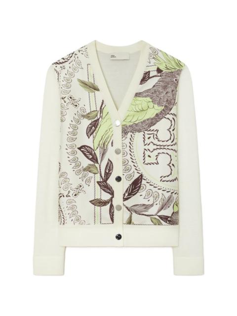 TORY BURCH silk front cardigan